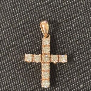 14k rose gold 1/2 carat diamond cross pendant natural vs diamonds f color